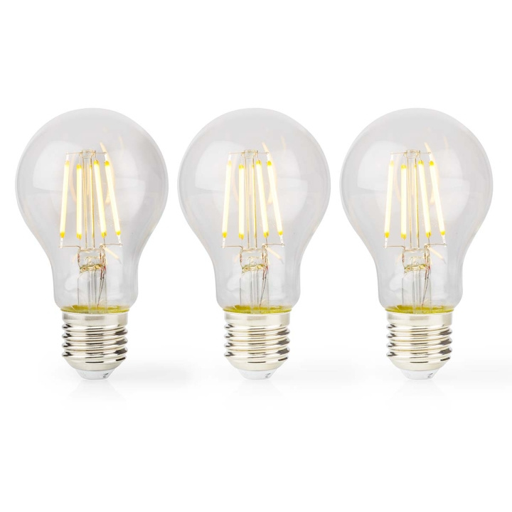 Nedis LED Filament Bulb E27 | A60 | 7 W | 806 lm | 2700 K | Dimmable | Warm White | Retro Style | 3 pcs in the group HOME ELECTRONICS / Lighting / LED lamps at TP E-commerce Nordic AB (C06298)