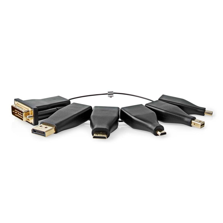 Nedis HDMI™ Adapter | DisplayPort Male / DVI-D 24+1-Pin Male / HDMI™ Micro Connector / HDMI™ Mini Connector / Mini DisplayPort Male / USB-C™ Male | HDMI™ Female | Gold Plated | Straight | PVC | Black | 1 pcs | Box in the group HOME ELECTRONICS / Cables & Adapters / HDMI / Adapters at TP E-commerce Nordic AB (C06369)