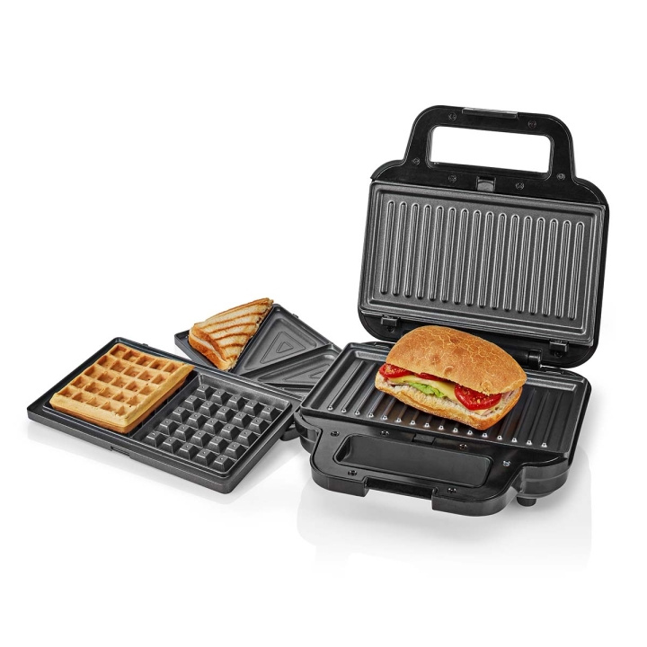 Nedis Multi Grill | Grill / Sandwich / Waffle | 700 W | 22 x 12.5 cm | Automatic temperature control | Plastic / Stainless Steel in the group HOME, HOUSEHOLD & GARDEN / Household appliances / Toasters & Bread grills / Toasters at TP E-commerce Nordic AB (C06456)