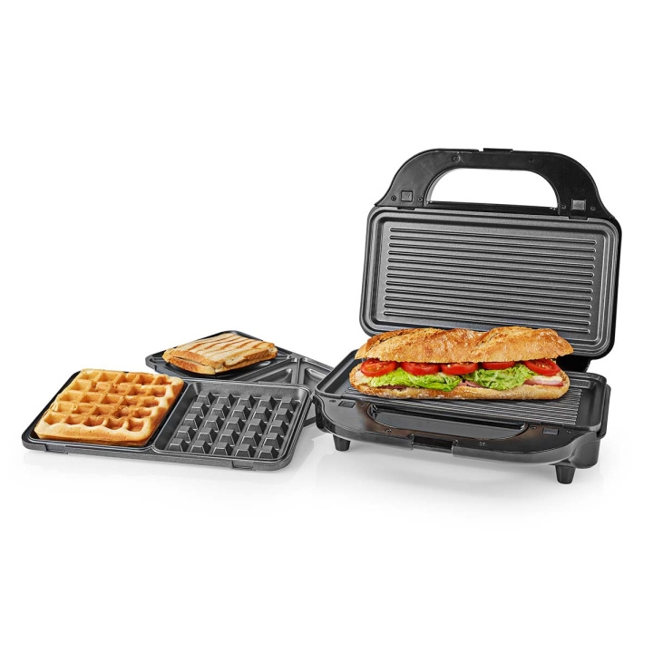 Nedis Multi Grill | Grill / Sandwich / Waffle | 900 W | 28 x 15 cm | Automatic temperature control | Plastic / Stainless Steel in the group HOME, HOUSEHOLD & GARDEN / Household appliances / Toasters & Bread grills / Toasters at TP E-commerce Nordic AB (C06457)