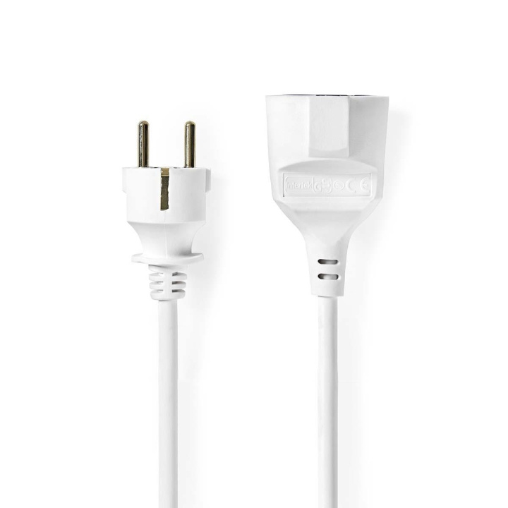 Nedis Extension Cable M - F | Type F (CEE 7/7) | Plug with earth contact | 5.00 m | 3680 W | 250 V AC 50/60 Hz | Kind of grounding: Side Contacts | Socket angle: 90 ° | H05VV-F 3G1.5 | Device power output connection(s): 1 | White in the group HOME, HOUSEHOLD & GARDEN / Electricity & Lighting / Extension cables at TP E-commerce Nordic AB (C06471)