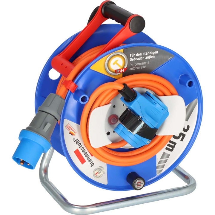 CEE cable reel with 23+2m RN cable in orange (camping cable reel with CEE corner coupling incl. socket + CEE plug, for outdoor use) in the group HOME, HOUSEHOLD & GARDEN / Electricity & Lighting / Extension Cord Reels at TP E-commerce Nordic AB (C06488)