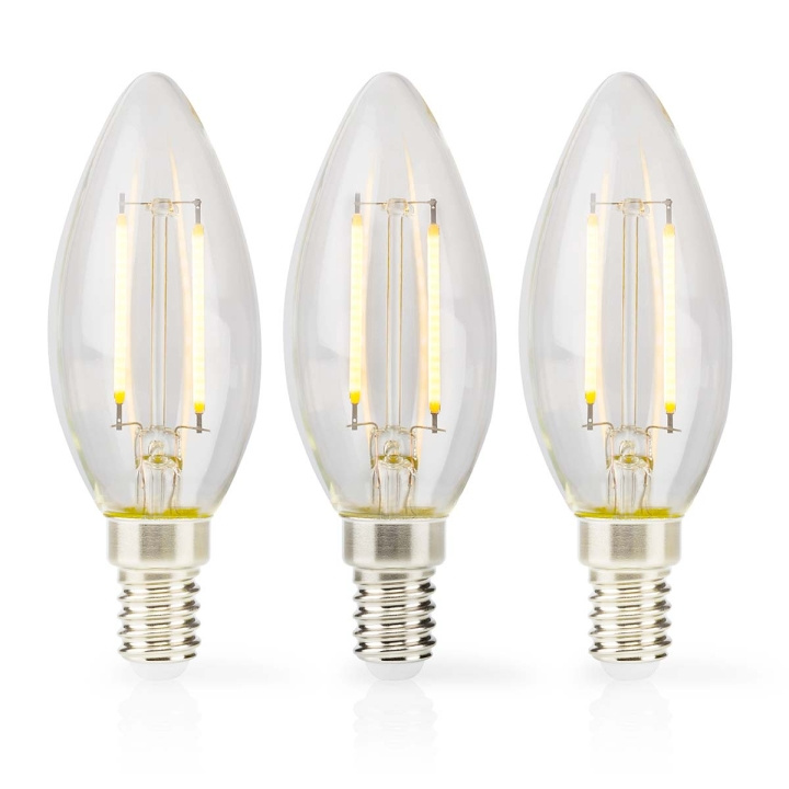 Nedis LED Filament Bulb E14 | Candle | 2 W | 250 lm | 2700 K | Warm White | Retro Style | 3 pcs | Clear in the group HOME ELECTRONICS / Lighting / LED lamps at TP E-commerce Nordic AB (C06528)
