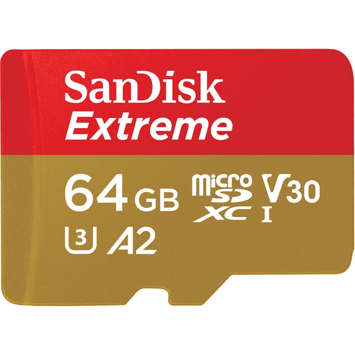 SanDisk MicroSDXC Extreme 64GB 170MB/s A2 C10 V30 UHS-I U3 in the group HOME ELECTRONICS / Storage media / Memory cards / MicroSD/HC/XC at TP E-commerce Nordic AB (C06648)