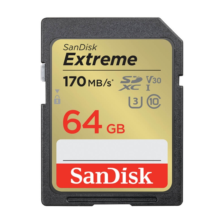 SanDisk SDXC Extreme 64GB 170MB/s UHS-I C10 V30 U3 in the group HOME ELECTRONICS / Storage media / Memory cards / SD/SDHC/SDXC at TP E-commerce Nordic AB (C06650)