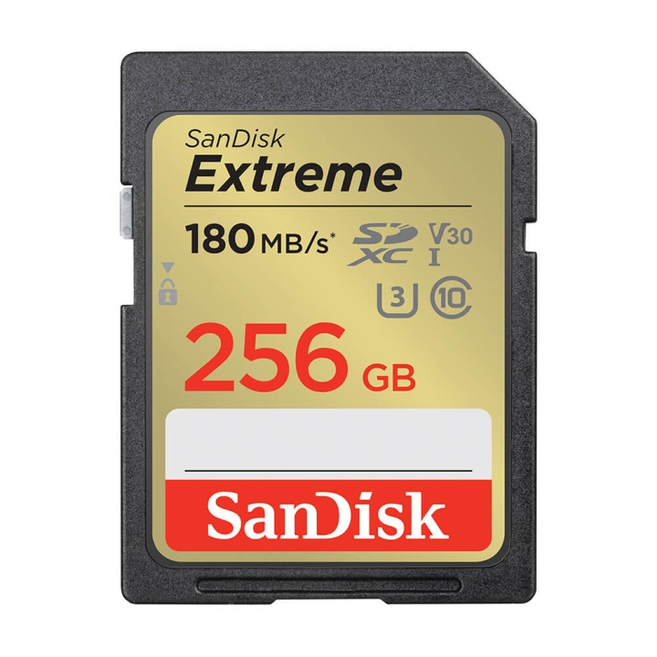 SanDisk SDXC Extreme 256GB 180MB/s UHS-I C10 V30 U3 in the group HOME ELECTRONICS / Storage media / Memory cards / SD/SDHC/SDXC at TP E-commerce Nordic AB (C06652)