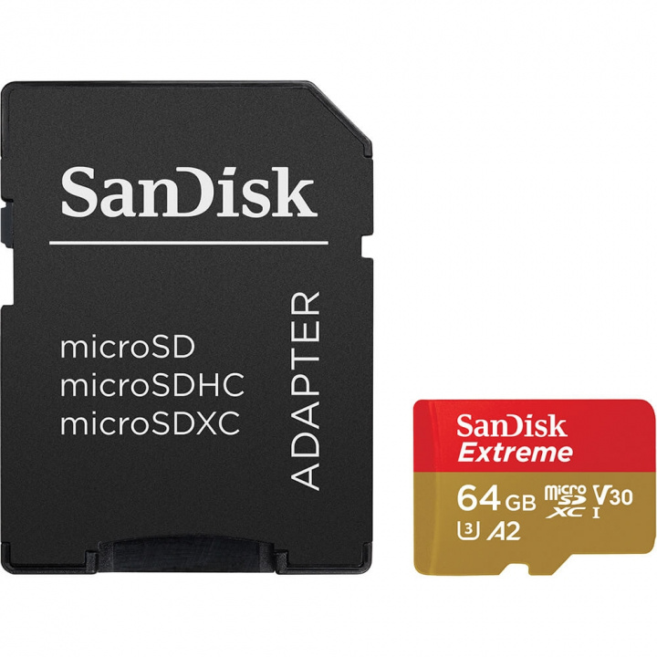 MicroSDXC Extreme 64GB Adapter 170MB/s A2 C10 V30 in the group HOME ELECTRONICS / Storage media / Memory cards / MicroSD/HC/XC at TP E-commerce Nordic AB (C06659)