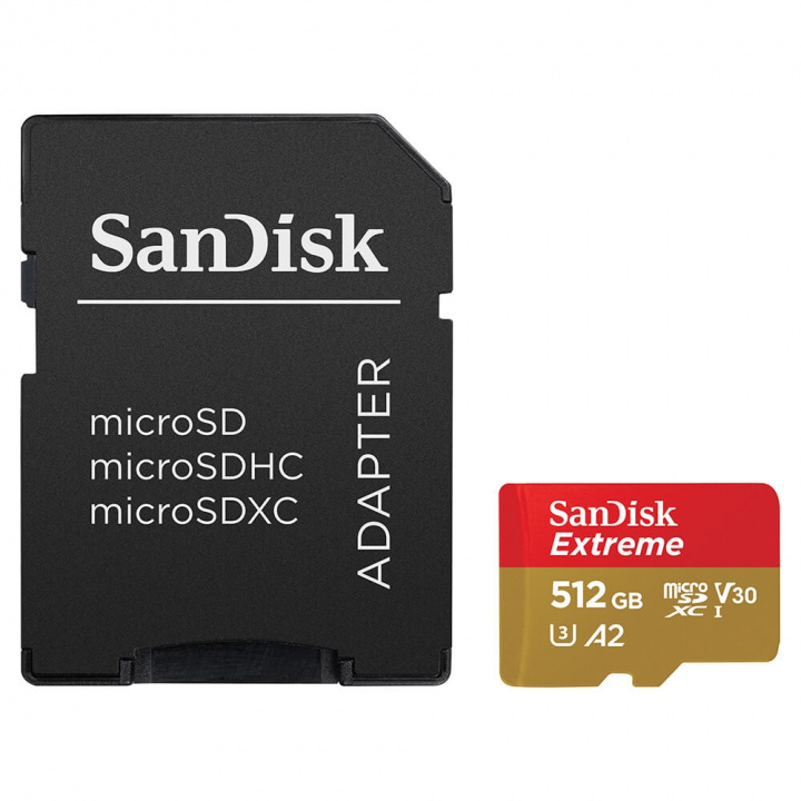SANDISK MicroSDXC Extreme 512GB Adapter 190MB/s A2 C10 V30 in the group HOME ELECTRONICS / Storage media / Memory cards / MicroSD/HC/XC at TP E-commerce Nordic AB (C06662)