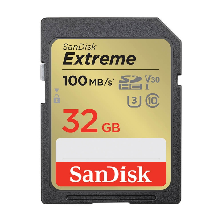 SanDisk SDHC Extreme 32GB 100MB/s UHS-I C10 V30 U3 in the group HOME ELECTRONICS / Storage media / Memory cards / SD/SDHC/SDXC at TP E-commerce Nordic AB (C06669)