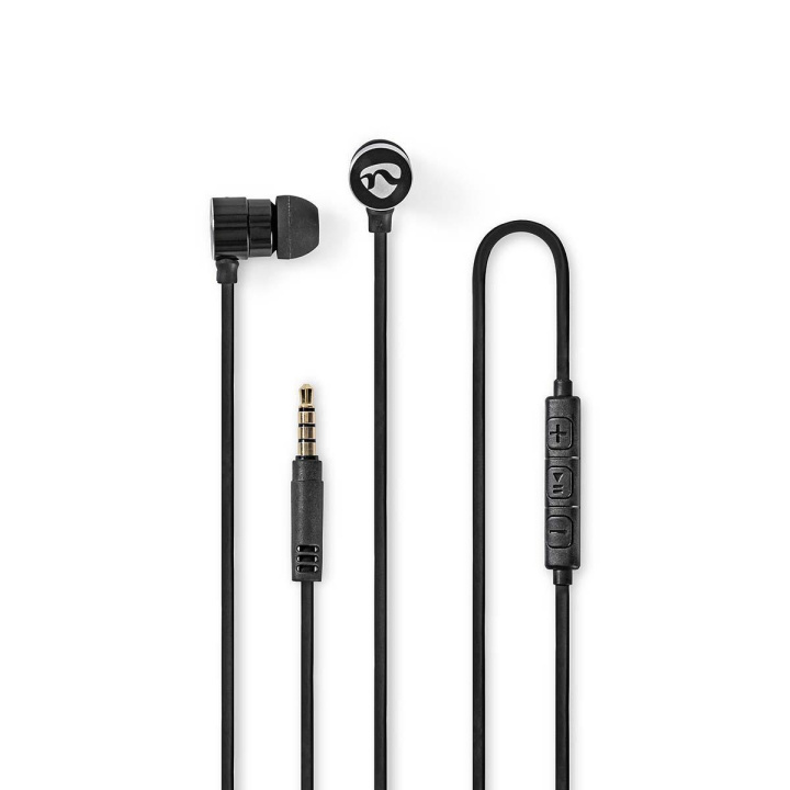 Nedis Wired Earphones | 3.5 mm | Cable length: 1.20 m | Built-in microphone | Volume control | Black / Silver in the group HOME ELECTRONICS / Audio & Picture / Headphones & Accessories / Headphones at TP E-commerce Nordic AB (C06743)
