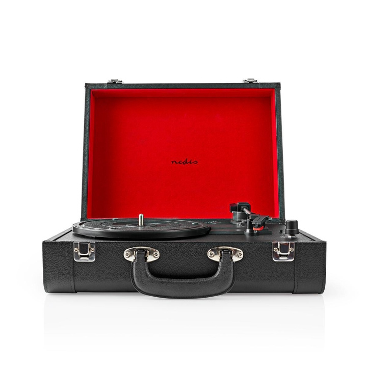Nedis Turntable | 33 / 45 / 78 rpm | Belt Drive | 1x Stereo RCA | 18 W | Built-in (pre) amplifier | MDF / PU | Black / Red in the group HOME ELECTRONICS / Audio & Picture / Home cinema, Hifi & Portable / Compact stereo & Record players at TP E-commerce Nordic AB (C06745)