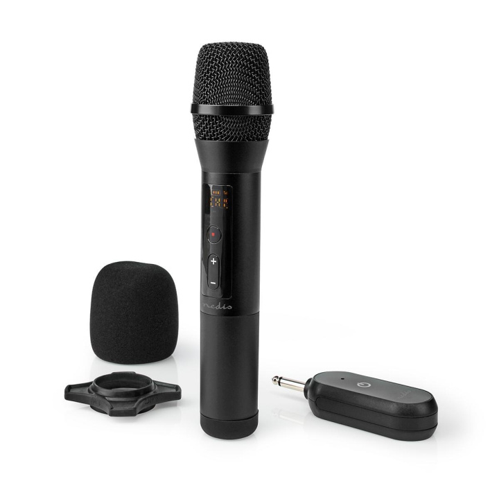 Nedis Wireless Microphone Set | 20 Channels | 1 Microphone | Cardioid | 70 Hz - 13 kHz | 1000 Ohm | -95 dB | Volume control | Black in the group HOME ELECTRONICS / Audio & Picture / Handheld Microphones at TP E-commerce Nordic AB (C06753)
