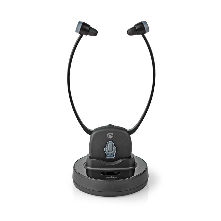 Nedis Wireless TV Headphones | RF | In-Ear | Battery play time: 7 hrs | 25 m | Digital Audio | Charging dock | Balance control | Hearing impaired support | Black in the group HOME ELECTRONICS / Audio & Picture / Headphones & Accessories / Headphones at TP E-commerce Nordic AB (C06761)