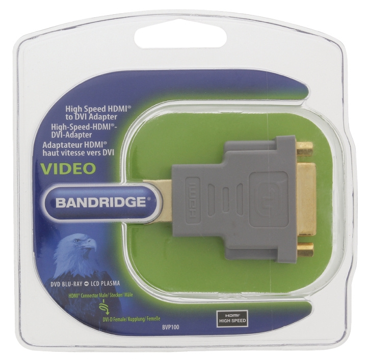 Bandridge High Speed HDMI Adapter HDMI Connector - DVI-D 24+1-Pin Female Grey in the group HOME ELECTRONICS / Cables & Adapters / HDMI / Adapters at TP E-commerce Nordic AB (C06850)
