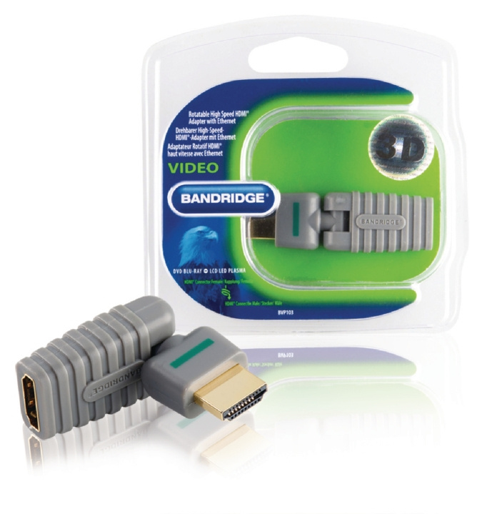 Bandridge High Speed HDMI with Ethernet Adapter Rotatable HDMI Connector - HDMI Female Grey in the group HOME ELECTRONICS / Cables & Adapters / HDMI / Adapters at TP E-commerce Nordic AB (C06851)