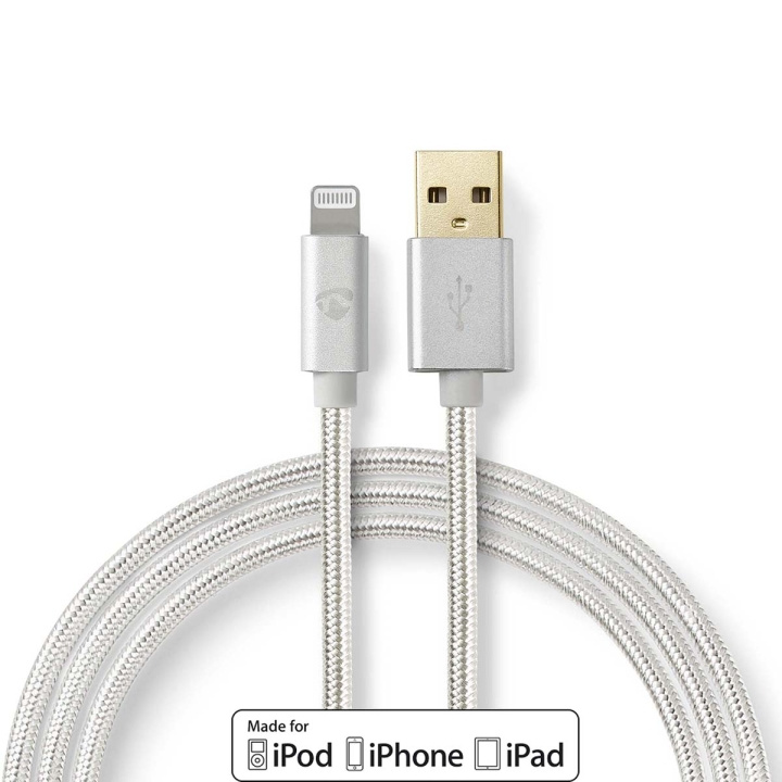 Nedis Lightning Cable | USB 2.0 | Apple Lightning 8-Pin | USB-A Male | 480 Mbps | Gold Plated | 1.00 m | Round | Braided / Nylon | Aluminium | Cover Window Box in the group SMARTPHONE & TABLETS / Chargers & Cables / Cables / Cables Lightning at TP E-commerce Nordic AB (C06927)