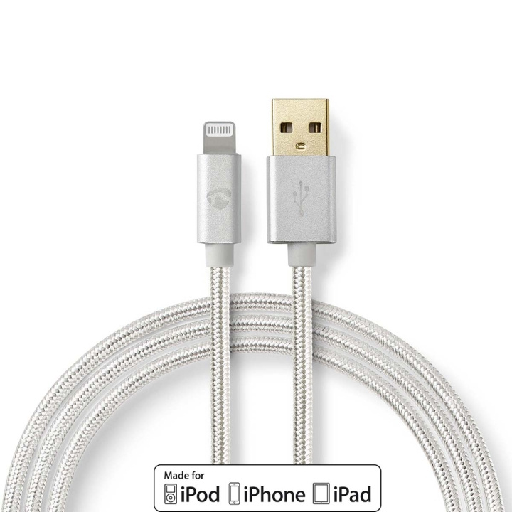 Nedis Lightning Cable | USB 2.0 | Apple Lightning 8-Pin | USB-A Male | 480 Mbps | Gold Plated | 2.00 m | Round | Braided / Nylon | Aluminium | Cover Window Box in the group SMARTPHONE & TABLETS / Chargers & Cables / Cables / Cables Lightning at TP E-commerce Nordic AB (C06928)
