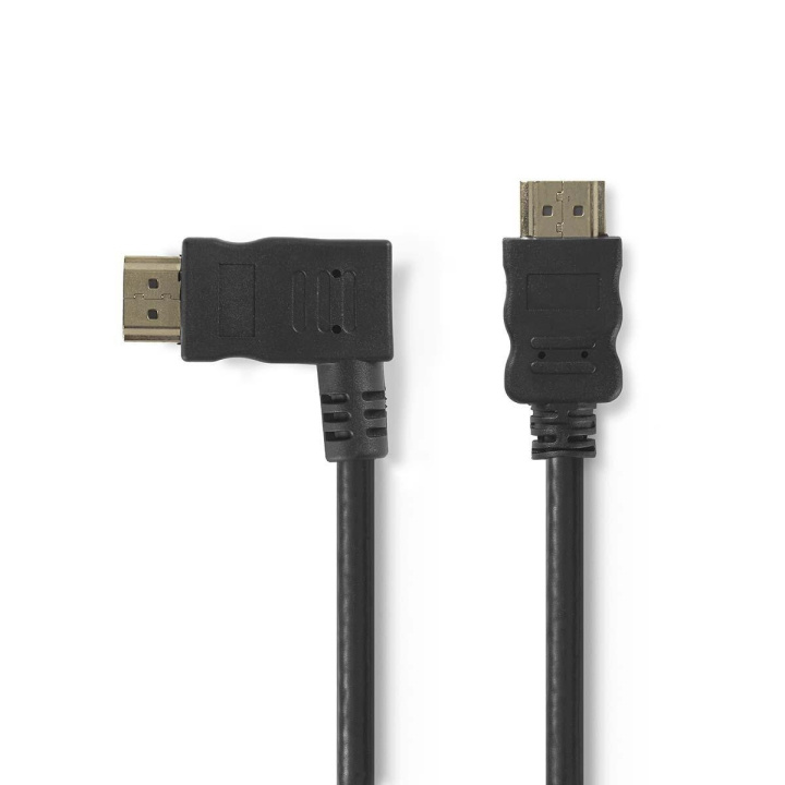 Nedis High Speed HDMI™ Cable with Ethernet | Left Hooked HDMI™ Connector | HDMI™ Connector | 4K@30Hz | 10.2 Gbps | 1.50 m | Round | PVC | Black | Polybag in the group HOME ELECTRONICS / Cables & Adapters / HDMI / Cables at TP E-commerce Nordic AB (C06989)