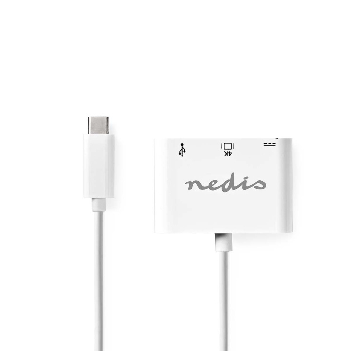 Nedis USB Adapter | USB 3.2 Gen 1 | USB-C™ Male | HDMI™ Output / USB-A Female / USB-C™ Female | 5 Gbps | 0.20 m | Round | Nickel Plated | PVC | White | Box in the group HOME ELECTRONICS / Cables & Adapters / HDMI / Adapters at TP E-commerce Nordic AB (C07447)