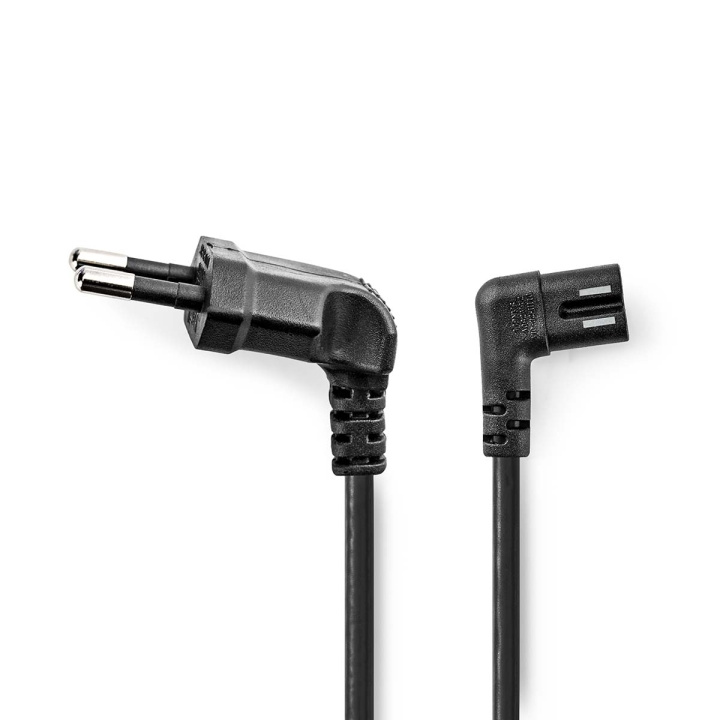 Power Cable | Euro Male | IEC-320-C7 | Angled | Angled Left | Nickel Plated | 3.00 m | Flat | PVC | Black | Envelope in the group HOME ELECTRONICS / Audio & Picture / Speakers & accessories / Accessories at TP E-commerce Nordic AB (C07485)
