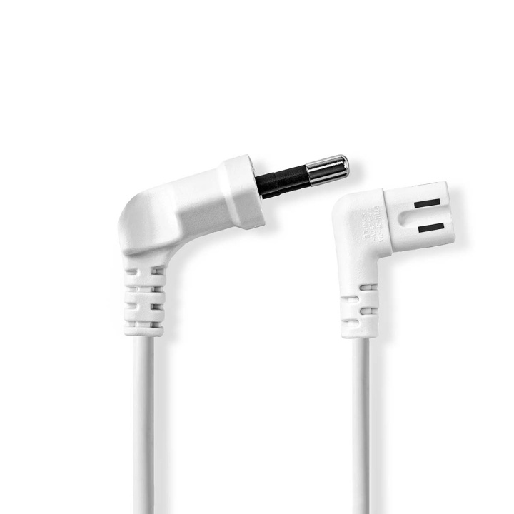 Nedis Power Cable | Euro Male | IEC-320-C7 | Angled | Angled Left | Nickel Plated | 2.00 m | Flat | PVC | White | Polybag in the group HOME ELECTRONICS / Audio & Picture / Speakers & accessories / Accessories at TP E-commerce Nordic AB (C07487)