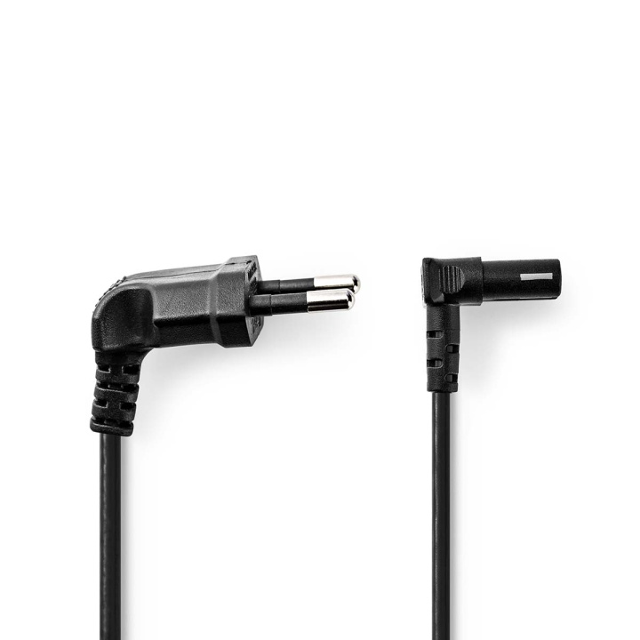 Nedis Power Cable | Euro Male | IEC-320-C1 | Angled | Angled 90° | Nickel Plated | 2.00 m | Flat | PVC | Black | Polybag in the group COMPUTERS & PERIPHERALS / Computer cables / Device kable at TP E-commerce Nordic AB (C07488)