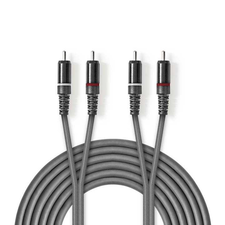 Nedis Stereo Audio Cable | 2x RCA Male | 2x RCA Male | Nickel Plated | 1.50 m | Round | Dark Grey | Carton Sleeve in the group HOME ELECTRONICS / Audio & Picture / Speakers & accessories / Accessories at TP E-commerce Nordic AB (C07533)