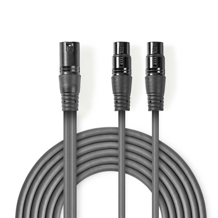Nedis Balanced Audio Cable | XLR 3-Pin Male | 2x XLR 3-Pin Female | Nickel Plated | 1.50 m | Round | PVC | Dark Grey | Carton Sleeve in the group HOME ELECTRONICS / Cables & Adapters / Audio analog / Adapters at TP E-commerce Nordic AB (C07545)