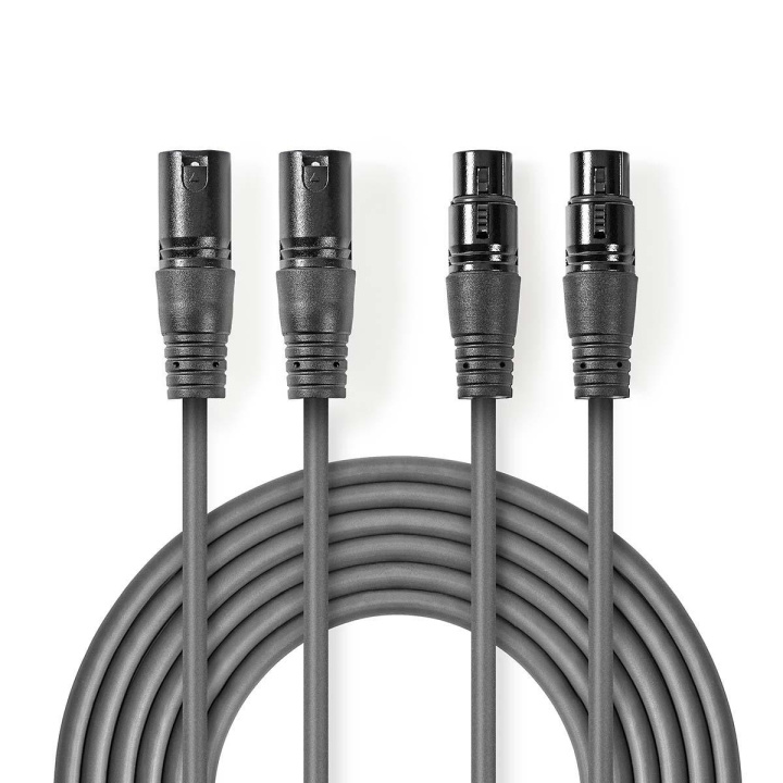 Nedis Balanced Audio Cable | 2x XLR 3-Pin Male | 2x XLR 3-Pin Female | Nickel Plated | 3.00 m | Round | PVC | Dark Grey | Carton Sleeve in the group HOME ELECTRONICS / Cables & Adapters / Audio analog / Adapters at TP E-commerce Nordic AB (C07556)
