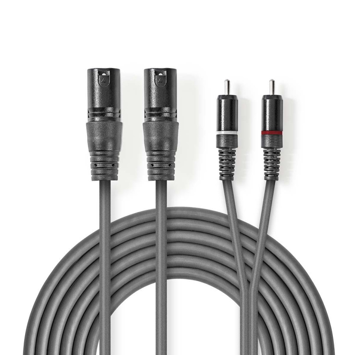 Nedis Balanced Audio Cable | 2x XLR 3-Pin Male | 2x RCA Male | Nickel Plated | 1.50 m | Round | PVC | Dark Grey | Carton Sleeve in the group HOME ELECTRONICS / Cables & Adapters / Audio analog / Adapters at TP E-commerce Nordic AB (C07562)