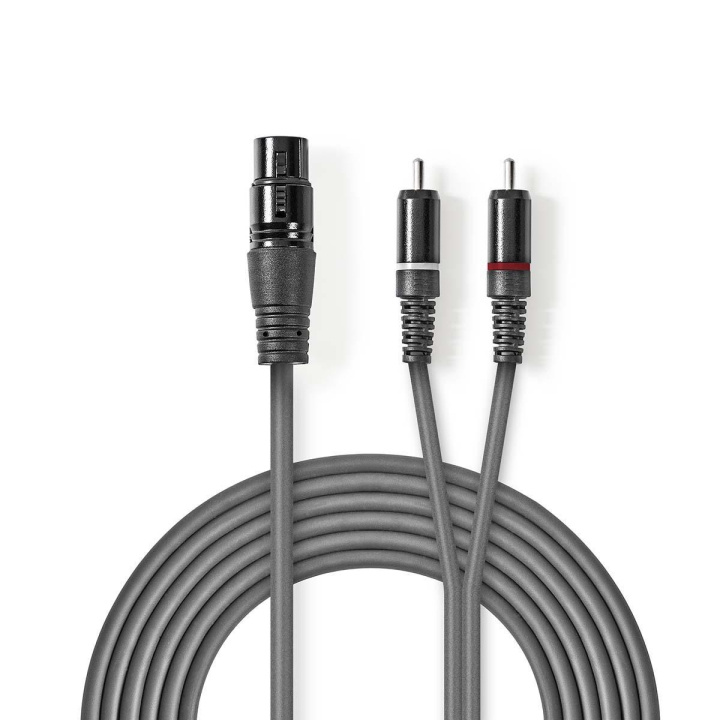 Nedis Balanced Audio Cable | XLR 3-Pin Female | 2x RCA Male | Nickel Plated | 1.50 m | Round | PVC | Dark Grey | Carton Sleeve in the group HOME ELECTRONICS / Cables & Adapters / Audio analog / Adapters at TP E-commerce Nordic AB (C07564)