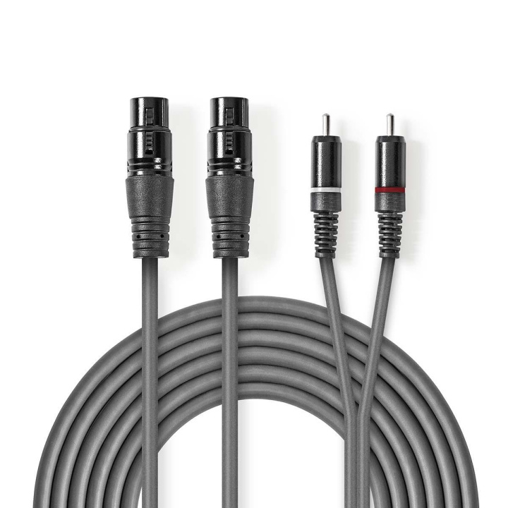 Nedis Balanced Audio Cable | 2x XLR 3-Pin Female | 2x RCA Male | Nickel Plated | 1.50 m | Round | PVC | Dark Grey | Carton Sleeve in the group HOME ELECTRONICS / Cables & Adapters / Audio analog / Adapters at TP E-commerce Nordic AB (C07568)