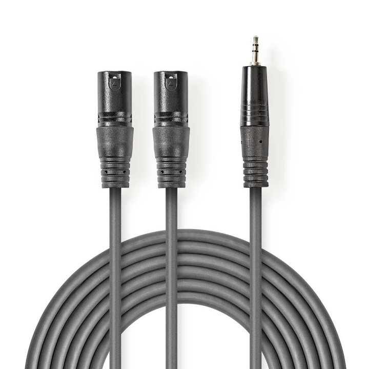 Nedis Balanced Audio Cable | 2x XLR 3-Pin Male | 3.5 mm Male | Nickel Plated | 1.50 m | Round | PVC | Dark Grey | Carton Sleeve in the group HOME ELECTRONICS / Cables & Adapters / Audio analog / Adapters at TP E-commerce Nordic AB (C07570)