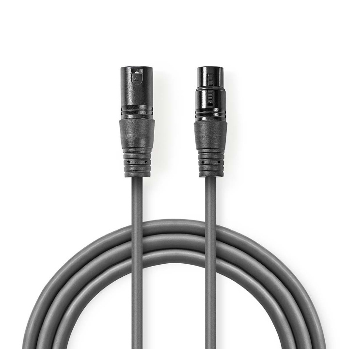 Nedis DMX Adapter Cable | XLR 3-Pin Male | XLR 3-Pin Female | Nickel Plated | 1.50 m | Round | PVC | Dark Grey | Carton Sleeve in the group HOME ELECTRONICS / Cables & Adapters / Audio analog / Adapters at TP E-commerce Nordic AB (C07576)