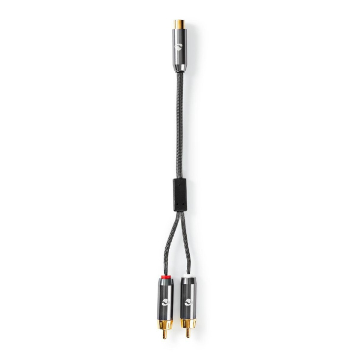 Subwoofer Cable | 2x RCA Male | RCA Female | Gold Plated | 0.20 m | Round | 4.5 mm | Anthracite / Gun Metal Grey | Cover Window Box in the group HOME ELECTRONICS / Cables & Adapters / Speaker cables at TP E-commerce Nordic AB (C07793)