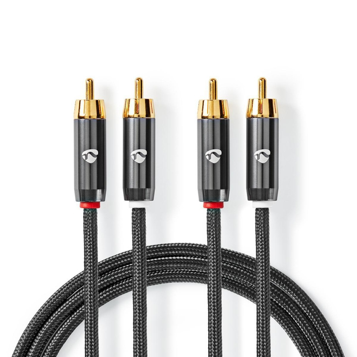 Nedis Stereo Audio Cable | 2x RCA Male | 2x RCA Male | Gold Plated | 1.00 m | Round | Grey / Gun Metal Grey | Cover Window Box in the group HOME ELECTRONICS / Audio & Picture / Speakers & accessories / Accessories at TP E-commerce Nordic AB (C07797)