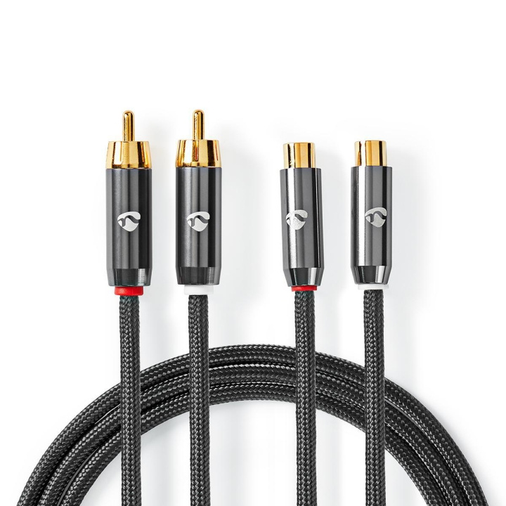 Nedis Stereo Audio Cable | 2x RCA Male | 2x RCA Female | Gold Plated | 2.00 m | Round | Grey / Gun Metal Grey | Cover Window Box in the group HOME ELECTRONICS / Audio & Picture / Speakers & accessories / Accessories at TP E-commerce Nordic AB (C07801)