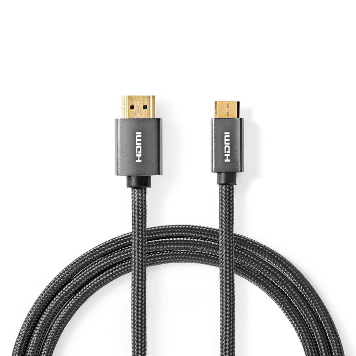 Nedis High Speed HDMI™ Cable with Ethernet | HDMI™ Connector | HDMI™ Mini Connector | 4K@60Hz | 18 Gbps | 2.00 m | Round | Cotton | Anthracite / Gun Metal Grey | Cover Window Box in the group HOME ELECTRONICS / Cables & Adapters / HDMI / Cables at TP E-commerce Nordic AB (C07815)