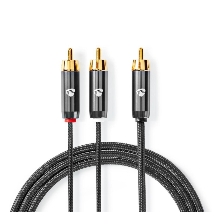 Nedis Subwoofer Cable | RCA Male | 2x RCA Male | Gold Plated | 3.00 m | Round | 4.5 mm | Grey / Gun Metal Grey | Cover Window Box in the group HOME ELECTRONICS / Audio & Picture / Speakers & accessories / Accessories at TP E-commerce Nordic AB (C07856)