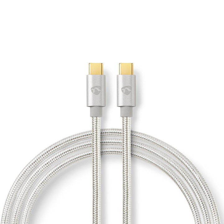 Nedis USB Cable | USB 2.0 | USB-C™ Male | USB-C™ Male | 100 W | 480 Mbps | Gold Plated | 1.00 m | Round | Braided / Nylon | Silver | Cover Window Box in the group SMARTPHONE & TABLETS / Chargers & Cables / Cables / Cables Type C at TP E-commerce Nordic AB (C07951)