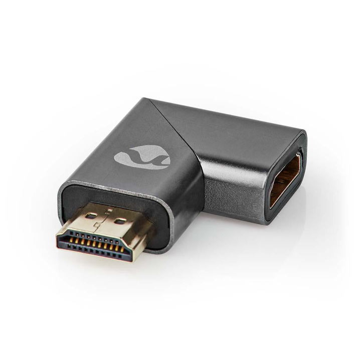 Nedis HDMI™ Adapter | HDMI™ Connector / HDMI™ Male | HDMI™ Output | Gold Plated | Angled Right | Aluminium | Gun Metal Grey | 1 pcs | Cover Window Box in the group HOME ELECTRONICS / Cables & Adapters / HDMI / Adapters at TP E-commerce Nordic AB (C07982)