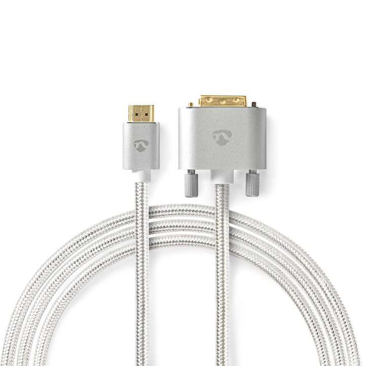 Nedis HDMI™ Cable | HDMI™ Connector | DVI-D 24+1-Pin Male | 2560x1600 | Gold Plated | 2.00 m | Straight | Braided | Silver | Cover Window Box in the group HOME ELECTRONICS / Cables & Adapters / HDMI / Cables at TP E-commerce Nordic AB (C07983)