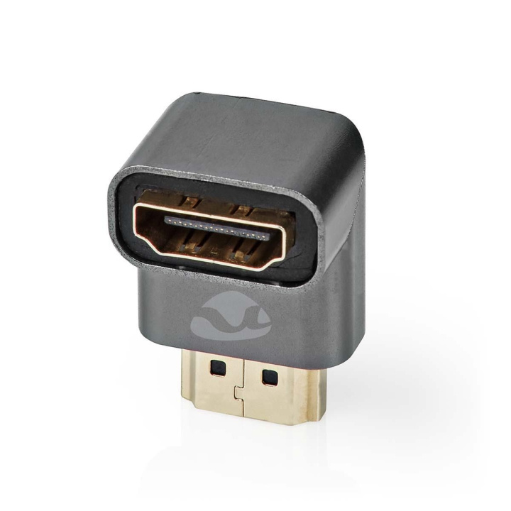 Nedis HDMI™ Adapter | HDMI™ Connector / HDMI™ Male | HDMI™ Female / HDMI™ Output | Gold Plated | Angled 90° | Aluminium | Gun Metal Grey | 1 pcs | Cover Window Box in the group HOME ELECTRONICS / Cables & Adapters / HDMI / Adapters at TP E-commerce Nordic AB (C07984)
