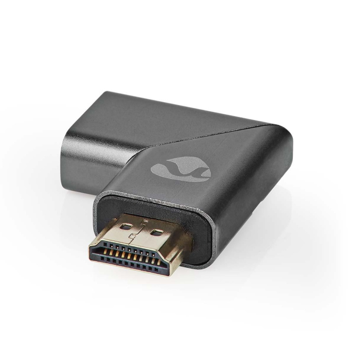 Nedis HDMI™ Adapter | HDMI™ Connector / HDMI™ Male | HDMI™ Output | Gold Plated | Angled Left | Aluminium | Gun Metal Grey | 1 pcs | Cover Window Box in the group HOME ELECTRONICS / Cables & Adapters / HDMI / Adapters at TP E-commerce Nordic AB (C07985)