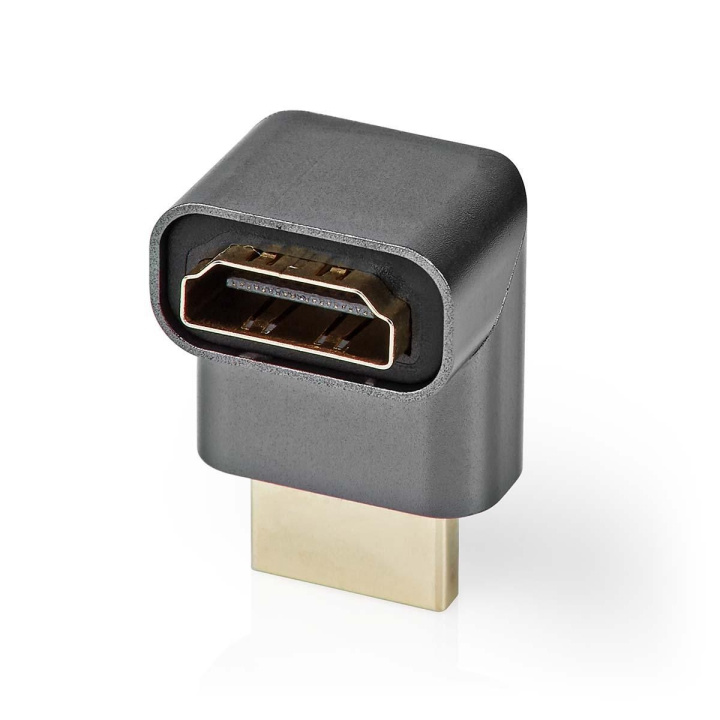 Nedis HDMI™ Adapter | HDMI™ Connector / HDMI™ Male | HDMI™ Female / HDMI™ Output | Gold Plated | Angled 270° | Aluminium | Gun Metal Grey | 1 pcs | Cover Window Box in the group HOME ELECTRONICS / Cables & Adapters / HDMI / Adapters at TP E-commerce Nordic AB (C07987)