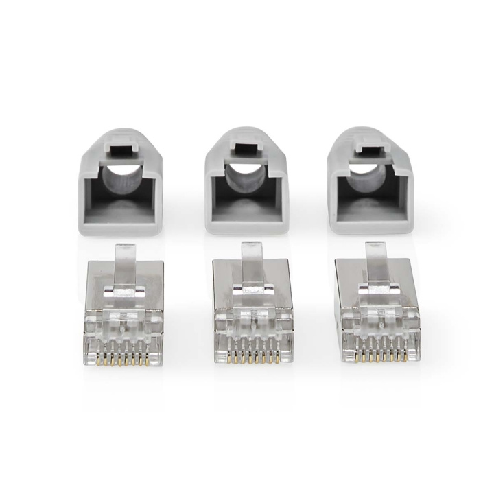 Nedis RJ45 Connector | RJ45 Pass Through | Solid/Stranded FTP CAT6 | Straight | Gold Plated | 10 pcs | PVC | Black / Grey / White | Box in the group COMPUTERS & PERIPHERALS / Computer cables / Network cables / Adapters & Conductor joints at TP E-commerce Nordic AB (C08038)