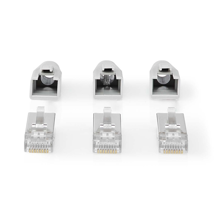Nedis RJ45 Connector | RJ45 Pass Through | Solid/Stranded FTP CAT6a | Straight | Gold Plated | 10 pcs | PVC | Black / Grey / White | Box in the group COMPUTERS & PERIPHERALS / Computer cables / Network cables / Adapters & Conductor joints at TP E-commerce Nordic AB (C08039)