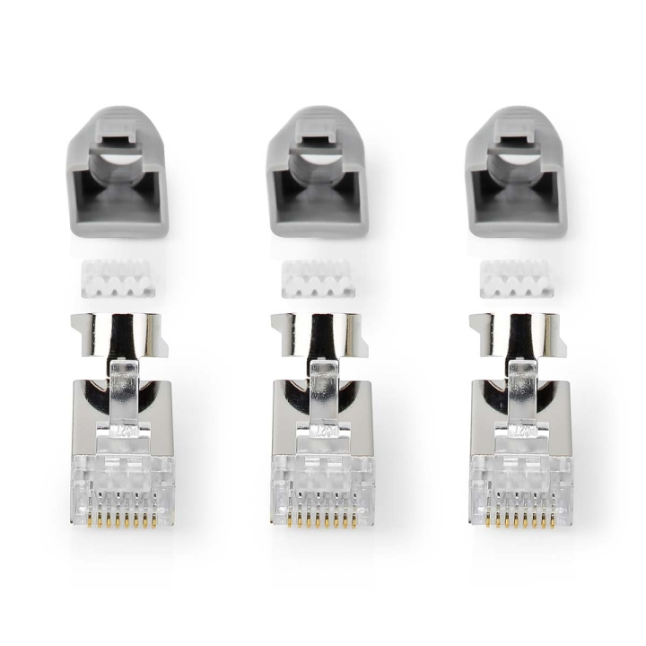 Nedis RJ45 Connector | RJ45 Pass Through | Solid/Stranded FTP CAT7 | Straight | Gold Plated | 10 pcs | PVC | Black / Grey / White | Box in the group COMPUTERS & PERIPHERALS / Computer cables / Network cables / Adapters & Conductor joints at TP E-commerce Nordic AB (C08040)