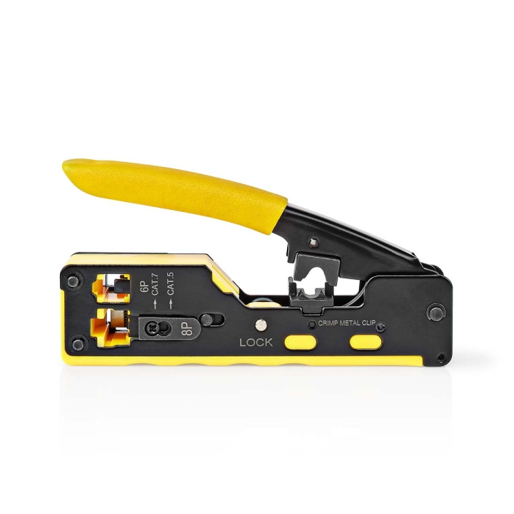 Nedis Crimp pliers | CAT5 / CAT5e / CAT6 / CAT6a / CAT7 / RJ12 / RJ45 | Cutting / Plier / Stripping | Rubber / Steel | Black / Yellow in the group COMPUTERS & PERIPHERALS / Computer components / Tools & Mounting at TP E-commerce Nordic AB (C08043)
