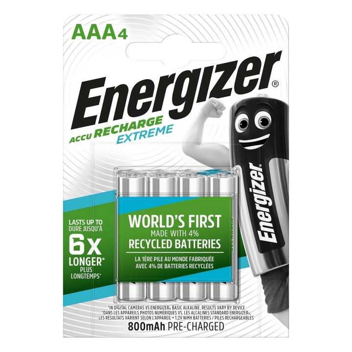 Energizer Rechargeable NiMH Battery AAA | 1.2 V DC | 800 mAh | Precharged | 4-Blister in the group HOME ELECTRONICS / Batteries & Chargers / Rechargable batteries / AAA at TP E-commerce Nordic AB (C08227)
